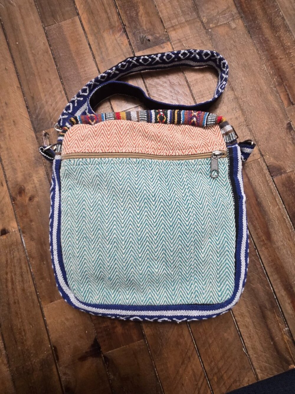 Himalayan Hemp Multi Pocket Passport Bag Boho Stripe Travel Crossbody Purse - Picture 9 of 9